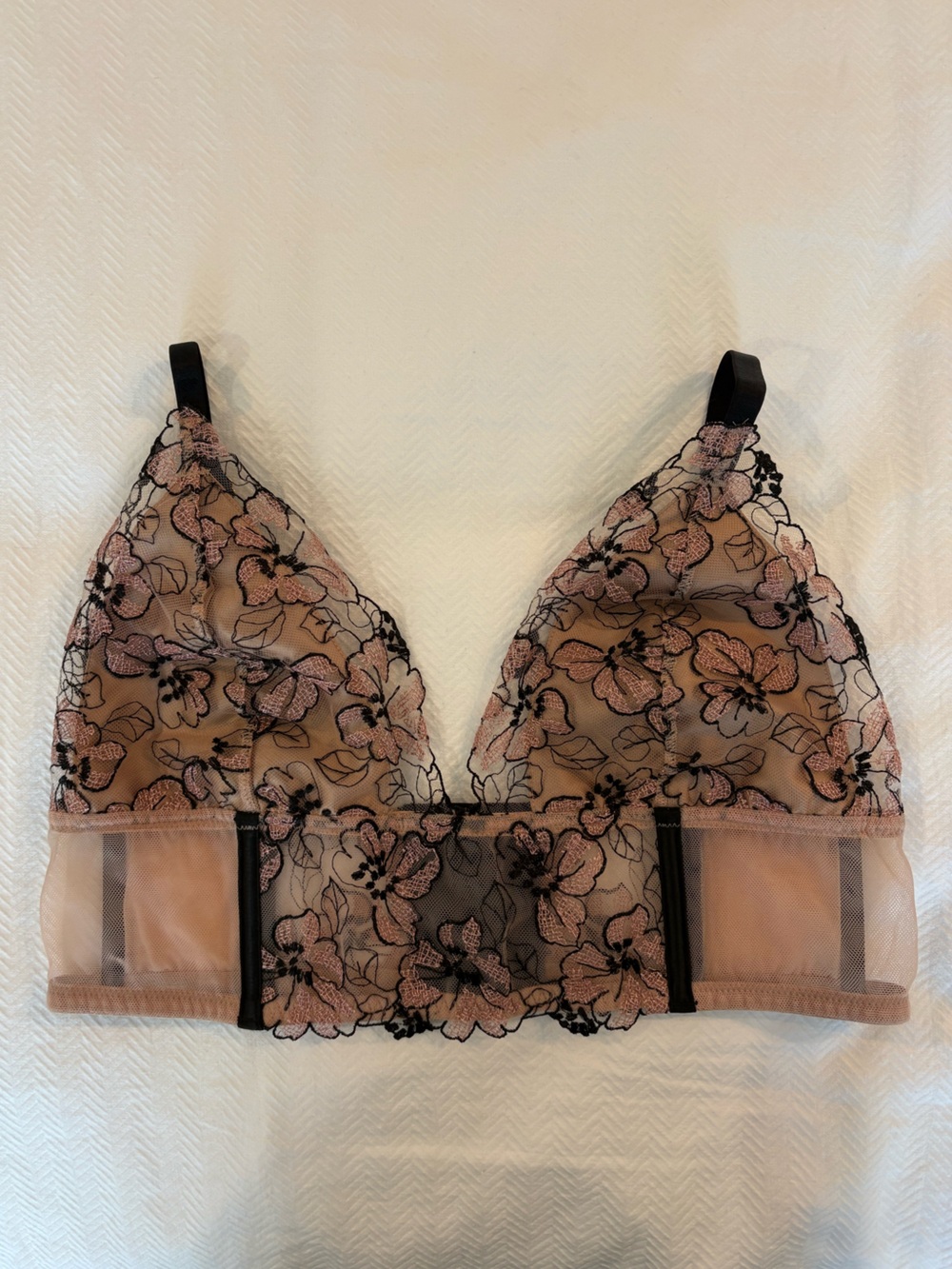 Victoria's Secret Pink and Black Floral Lace Bralette